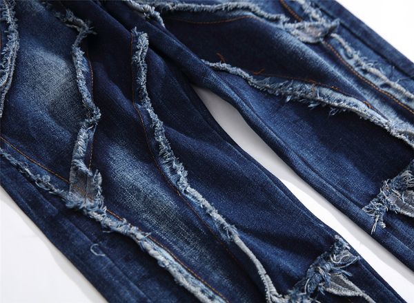 

летние мужские дизайнер плиссе jeans light омывается мода длинные повседневные брюки карандаш американский и европейский стиль одежды, Blue