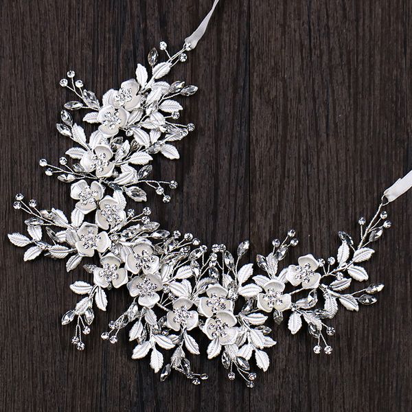 

1pcs silver color leaf rhinestone wedding hair jewelry accessories handmade bridal head decoration elegant hair ornament tiara, Golden;white