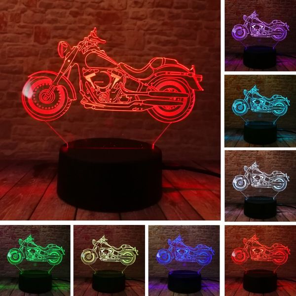 

3d motorcycle night light acrylic rgb illusion visual desk lamp 7 color changing atmosphere lighting for holiday home lamparas