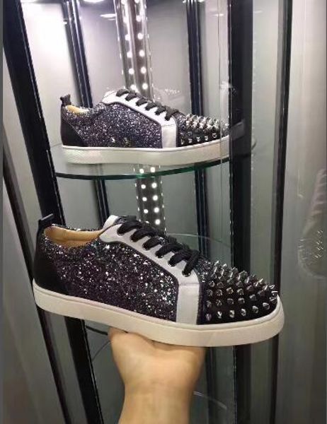 

designer brand luxury [original box] ins super low cut multi color flowers red bottom leisure casual shoes,womens fashion sneakers l1, Black