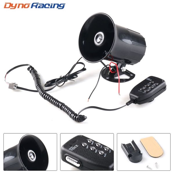 

12v 50w 120db 6 sound car warning alarm siren air horn speaker with mic microphone for car motorcycle