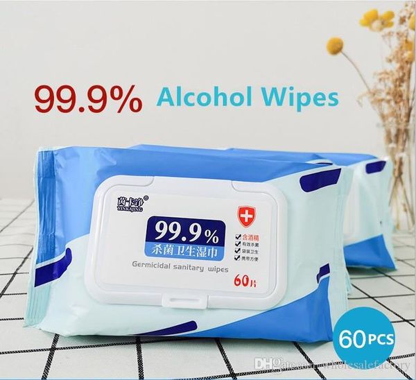 

2020 dhl ship 75% дезинфицирующие спиртовые салфетки одноразовые салфетки для рук очистка кожи бактерии дезинфекция салфетки хлопок 60 штук