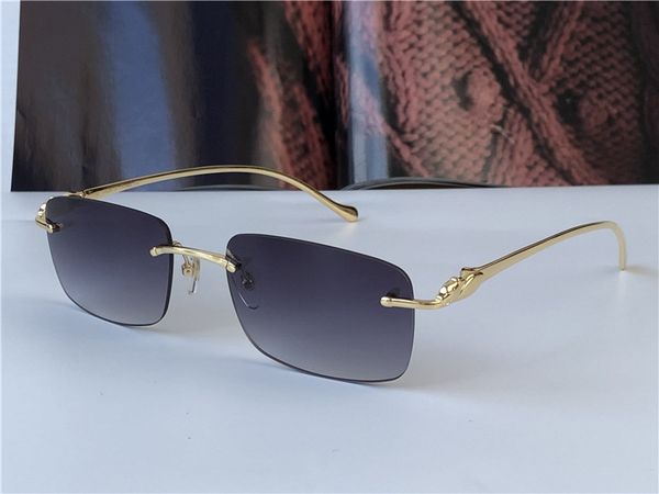 

selling wholesale sunglasses 5634295 ultralight square frameless animal metal temples retro avant-garde design uv400 light colored lens, White;black
