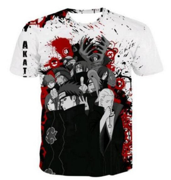 

classic anime naruto akatsuki new fashion t shirt 3d print men/womens summer round collar short sleeve casual hip hop harajuku u1638, White;black