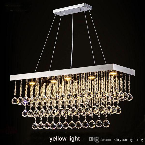 

luxury led crystal chandelier light lamp rectangular crystal rain drop pendant light fixture for living room bedroom