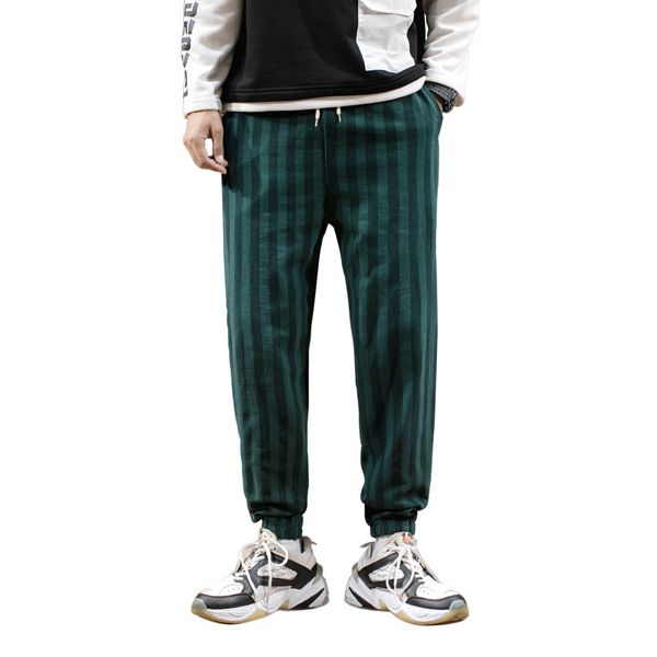 

2020 new arrivals cotton track pants male stripe pants nine part joggers pants sweatpants, Black