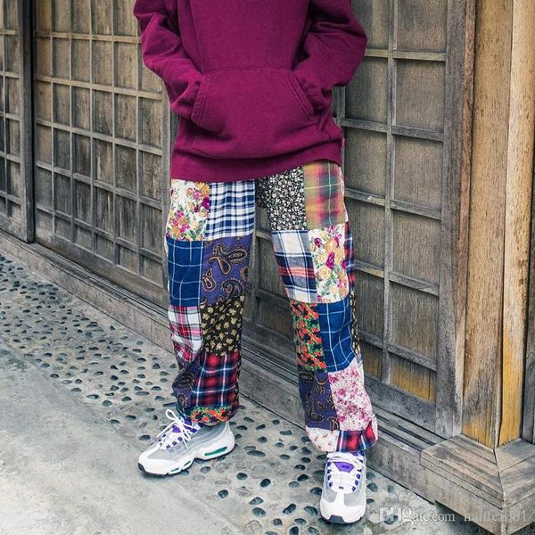 

16fw лоскутные брюки коробка логотип тренировочные брюки лоскутные брюки досуг спортивная мода мужчины женщины пары брюки high street брюки, Black