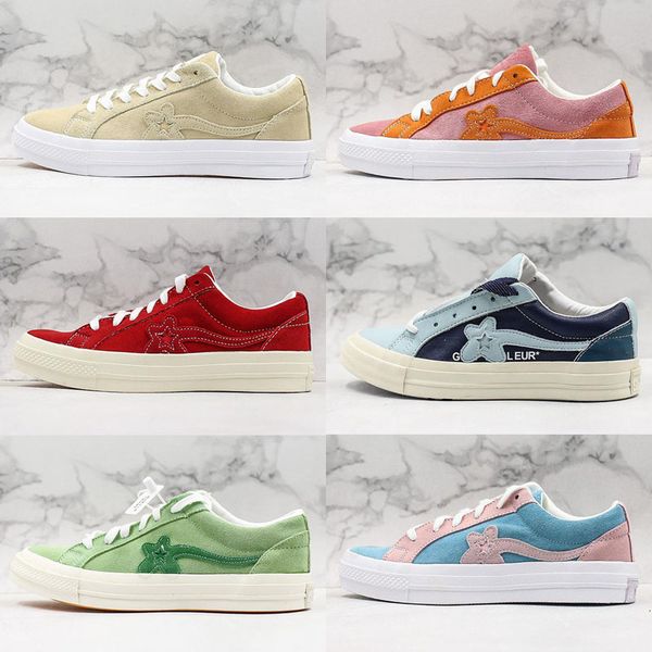 

2019 new arrive ttc creator x tyler one stars ox golf le fleur suede fashion casual canvas shoes all scarlet dark blue sneakers