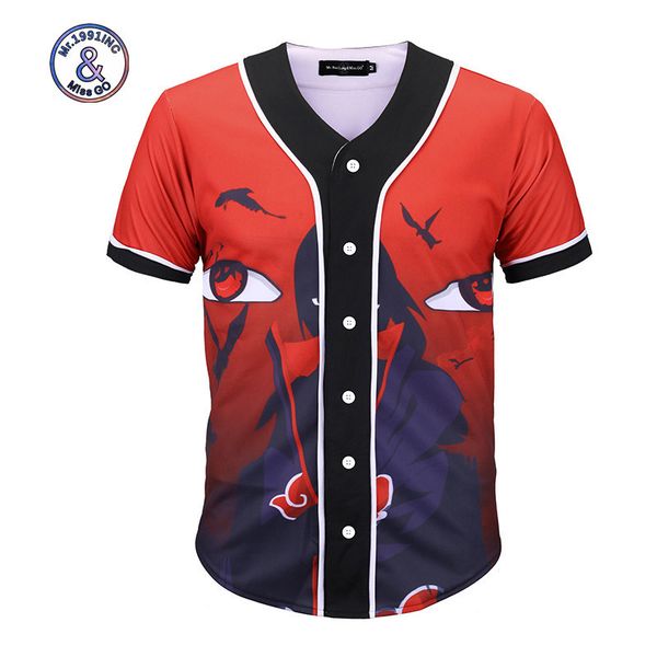 

мужской дизайнер теперь 3d бейсбольная рубашка мультфильм аниме глаза короткий рукав кардиган большой размер бейсбольной формы, White;black