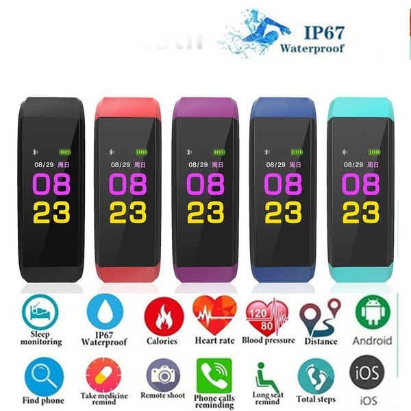 

id 115 plus smart bracelet smart sport wristband fitness activity tracker pedometer heart rate blood pressure monitor for android ios in box