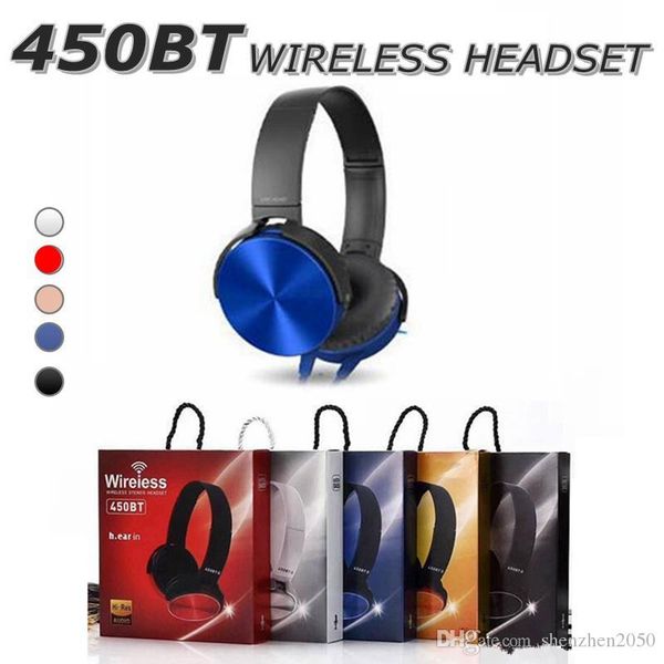 

450bt wirele headphone bluetooth head et mu ic player retractable headband urround tereo earphone with mic for pc martphone mp3 in box