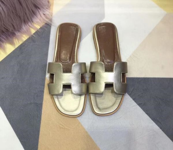 

New andal luxury brand women high end lipper ladie lide gg 2019 fa hion ole leather flip flop flat bottomed andal women 039 ho