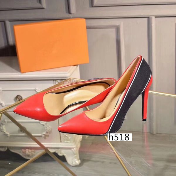 

горячая марка женская обувь на высоких каблуках  см черный красный кожаный острый носок насосы низы платье обувь размер 40, Black