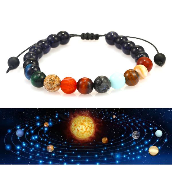 

men bracelet universe galaxy eight planets braid bead bracelet natural stone universe yoga solar chakra bracelet for women men jewelry gifts, Golden;silver