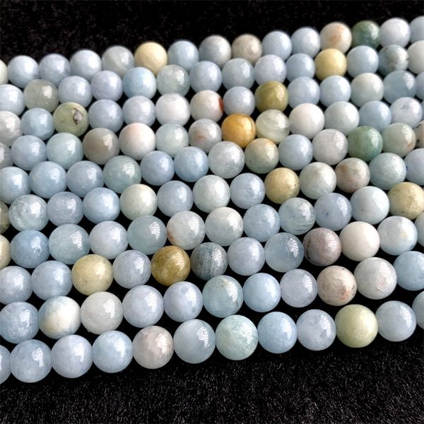 

discount wholesale natural genuine light blue aquamarine round loose stone beads 3-18mm fit jewelry diy necklaces or bracelets 15.5" 06, Black