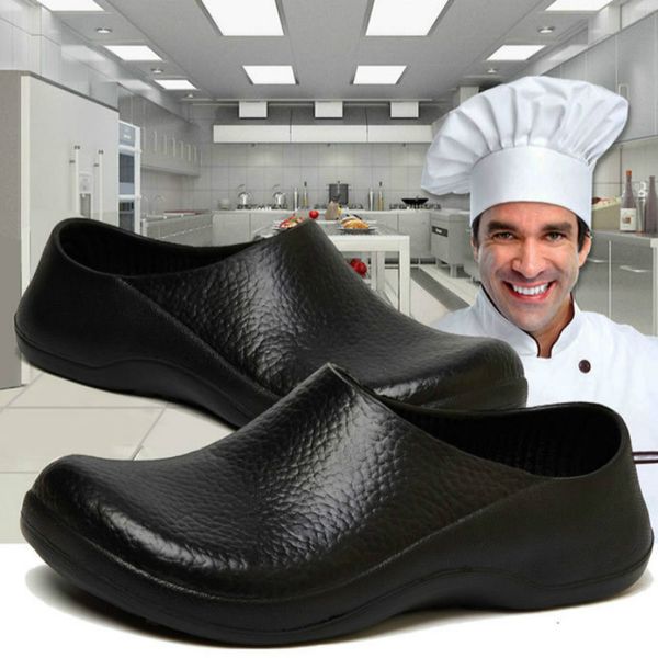 

oil-proof chef shoes for men black sandals for kitchen restaurant work shoes super non-slip closed toe safety 39-44#