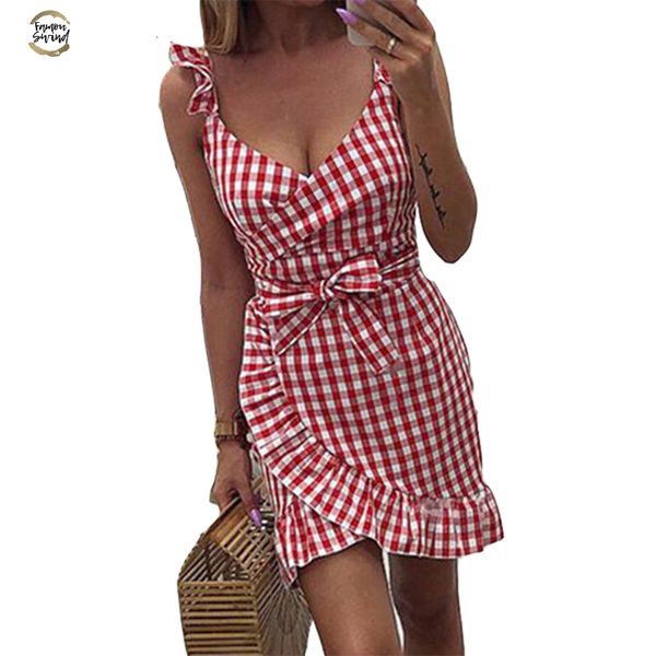 

new 2019 summer dress vintage beach boho dress streetwear ruffles spaghetti strap v-neck party women dress designer clothes, Black;gray