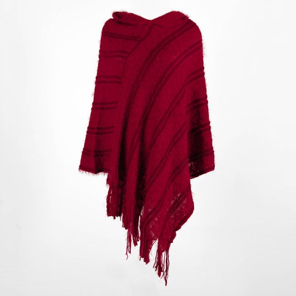 

european style tassel cloak batwing sleeve knit clothes 2019 woman sweater striped female sweater, Black