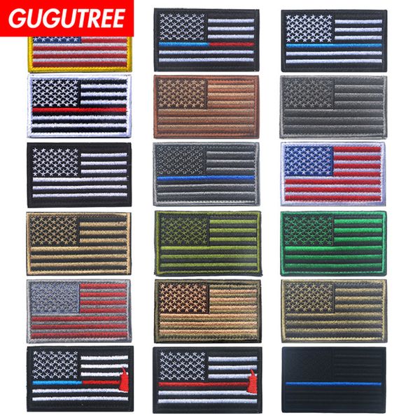

gugutree hook&loop embroidery usa patches national flag patches badges applique patches for clothing sp-482, Black