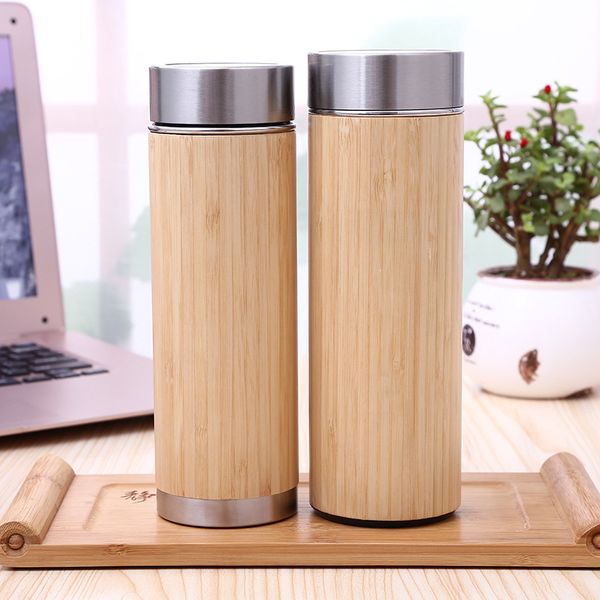 

деревянная бамбуковая бутылка воды вакуумной из нержавеющей стали изолированный кулер термос кружка чашка ситечко для чая чайник чашки питье