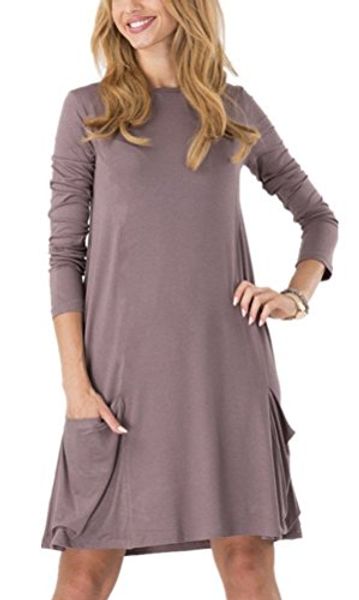 

zero city women's casual pockets plain tunic t-shirt dress, Black;gray