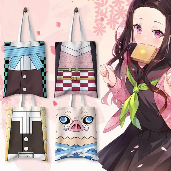 

ghost destruction blade anime canvas bag shoulder bag with zipper shoulder
