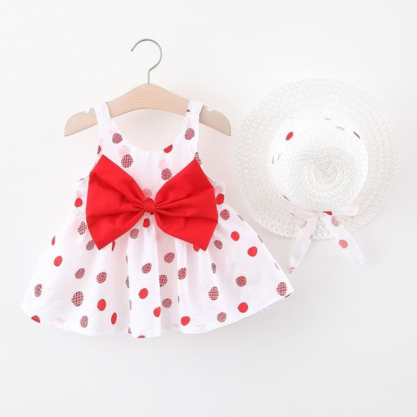 

kids designer clothes girls girls suspender dress summer infant childrens dress sleeveless printed polka dot fashion princess dress a genera, Red;yellow
