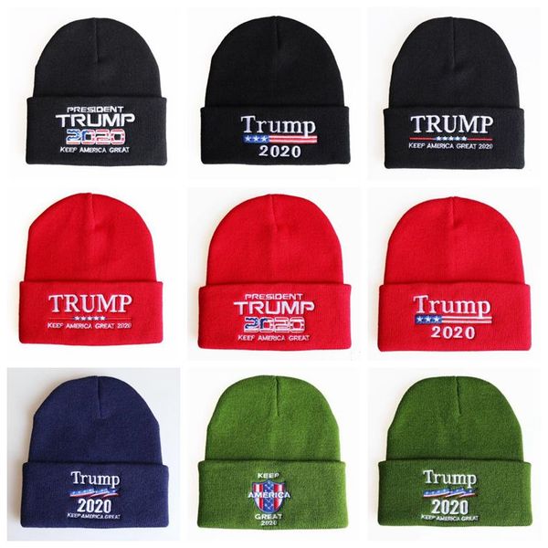 

trump 2020 skullies caps donald re-election beanie winter knit hats keep america great embroidery usa flag cap casual beanie ski hat c7298, Yellow