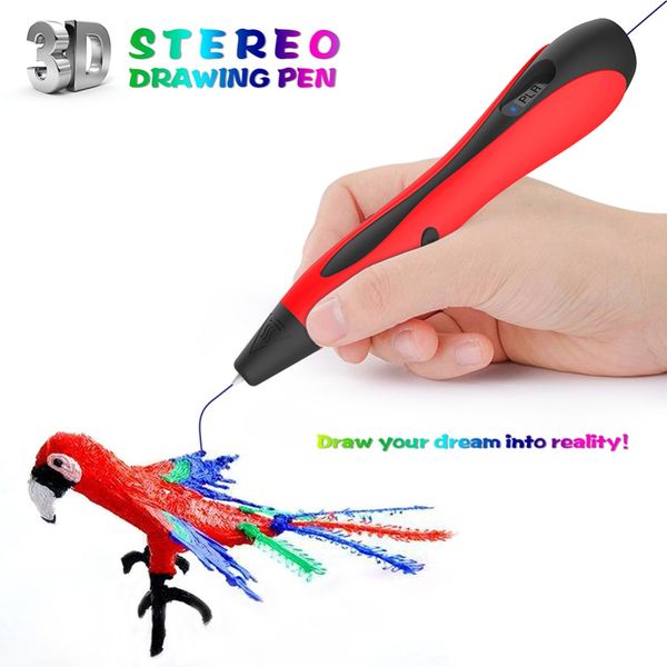 

black/red 3d printing pen diy arts 3d pen drawing for kids birthday gift education drawing tools abs pla plastic