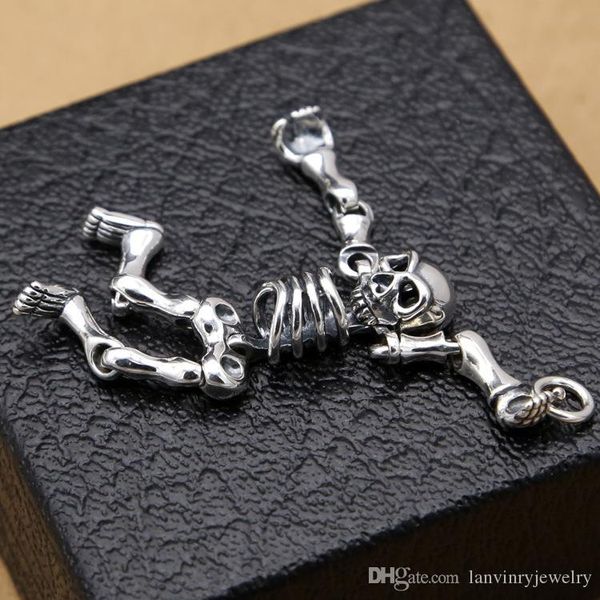

brand new 925 sterling silver vintage jewelry antique silver hand-made design punk rock skull head unique pendant only without chain