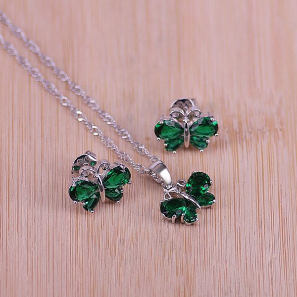 

risenj promition butterfly cubic zirconia 925 sterling silver jewelry earrings necklace pendant set pretty gift for women