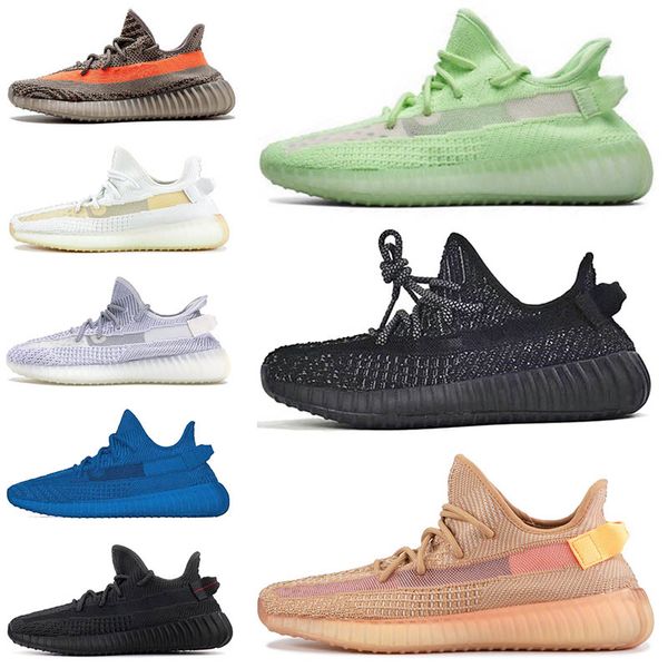 

Fashion Mens Trainers Top quality Glow Clay Static Black reflective 3M Womens Dsigner shoes butter yellow zebra White Men Fashion Sport Shoe