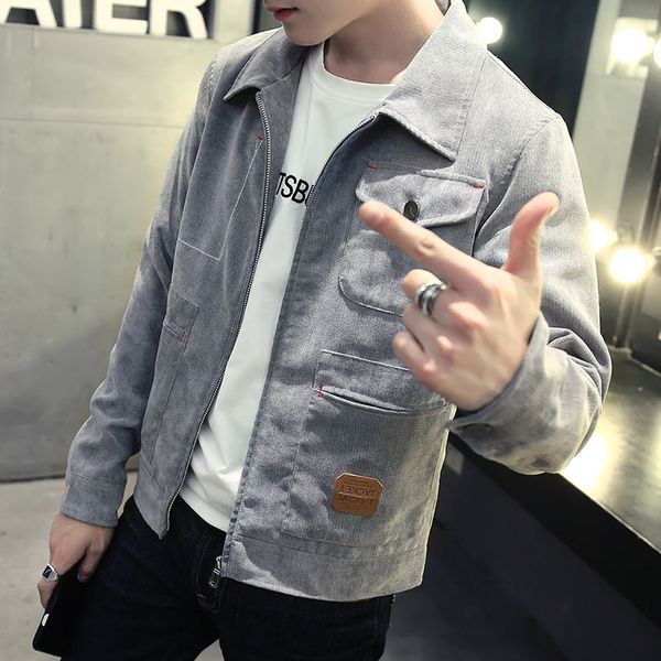 

spring and autumn new style youth men trend fold-down collar korean-style slim fit long sleeve casual jacket men's outerwear, Black;brown