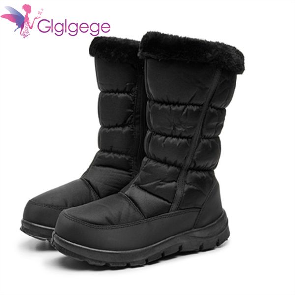 

glglgeg women boots winter shoes platform snow boots woman plush warm female high plus size ladies shoes casual waterproof, Black