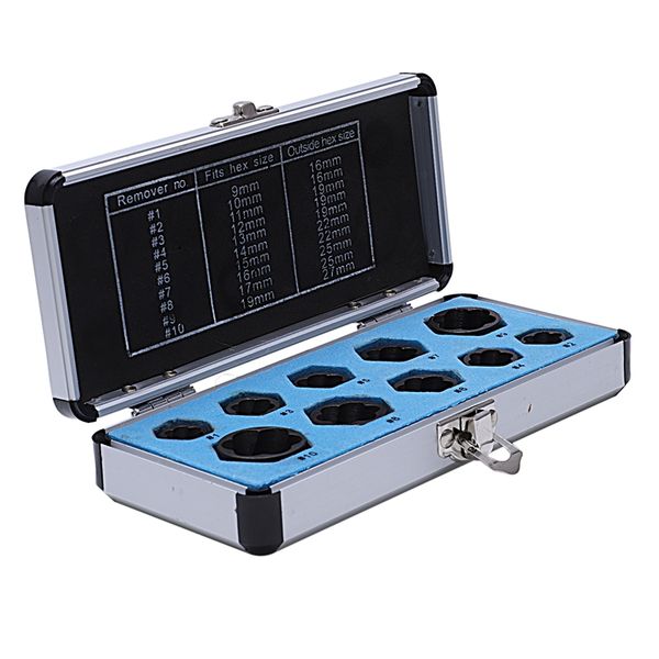 

10pcs damaged bolt nut screw remover extractor removal set nut removal socket tool black 9-19mm