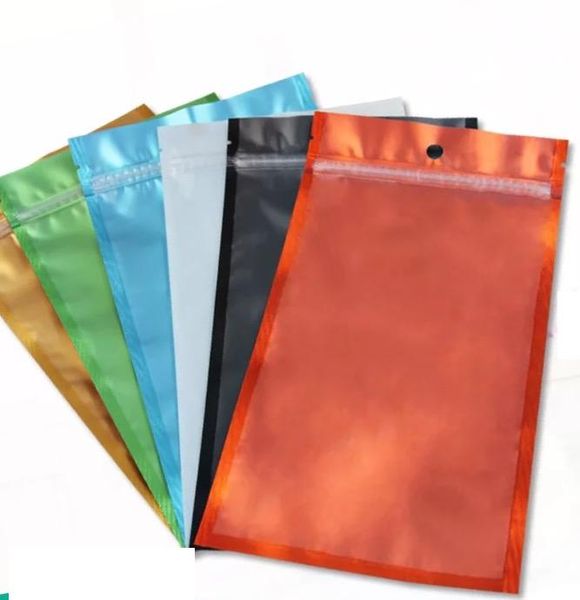 Novo 100 pcs muitos tamanho rasgo entalhe bolsas lisas laranja azul verde ouro mylar folha zip bloqueio bolsa de estoque com