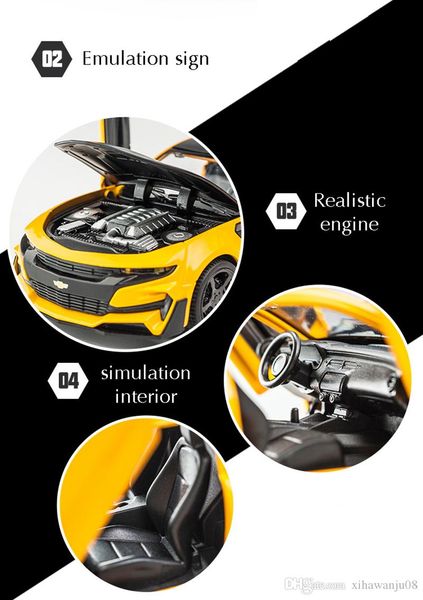 

kidami camaro 1: 32high моделирование сплава литья под давлением модель автомобиля тянуть назад звук свет коллекция для детских подарков