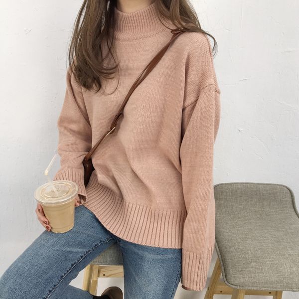 

harajuku korean fashion autumn 2019 winter clothes women sweater personality vintage sweet pink turtleneck knit sweaters womens, White;black