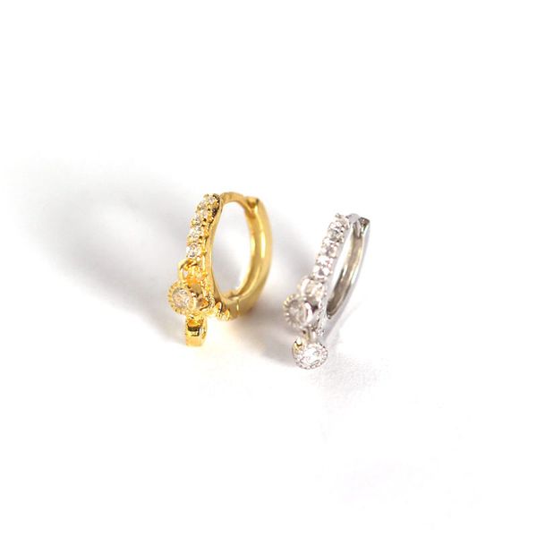 

925 sterling silver earring with zircon small pendants circle ear ring ear bone trend personality wild female girl jewelry, Golden;silver
