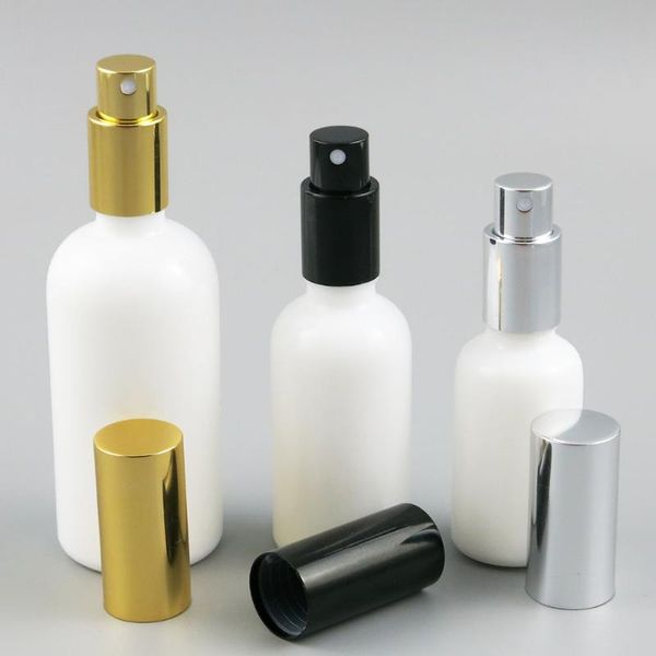 

storage bottles & jars 200pcs x refillable natural white glass bottle with aluminium sprayer 30ml 50ml 100ml parfume
