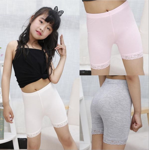 Pantaloncini di sicurezza per ragazza Cotone modale Intimo per bambini Ragazze Leggings in pizzo Pantaloni corti solidi Slip Estate Abbigliamento per bambini 6 colori DW5444