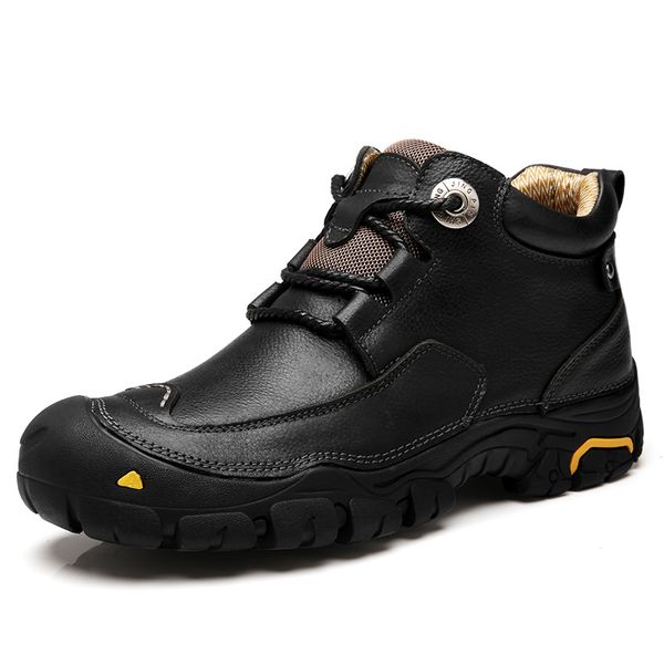 

new 2019 men casual shoes mens working shoes fashion brand design outdoor leisure big size leather men, Black