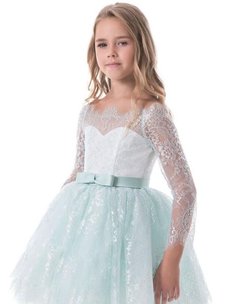 

flower girl's wedding dress lace long sleeveless tulle vintage dresses fall princess party dress ing, Red;yellow