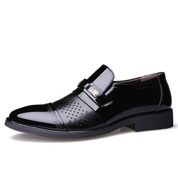 

2019 summer men hollow out men formal shoes microfiber leather quality shoes breathable for business 38-44, Black