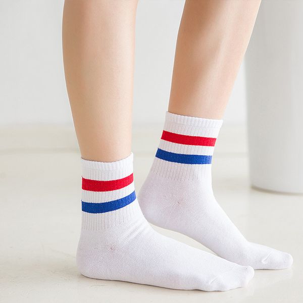 

Women Socks Ankle Two Stripes Solid White Black Women Sports Socks for Girls Cotton Warm Female Autumn Winter Ankle Socks Women