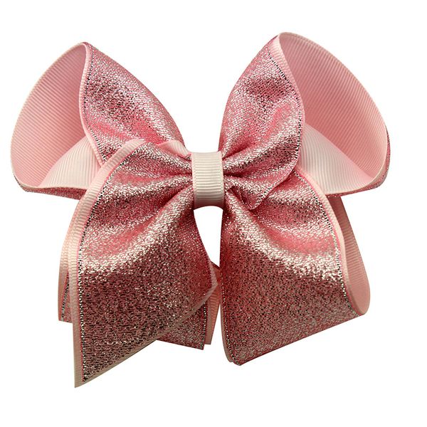 

hair accessories 5 inch glitter big bows boutique clip for girls, Slivery;white