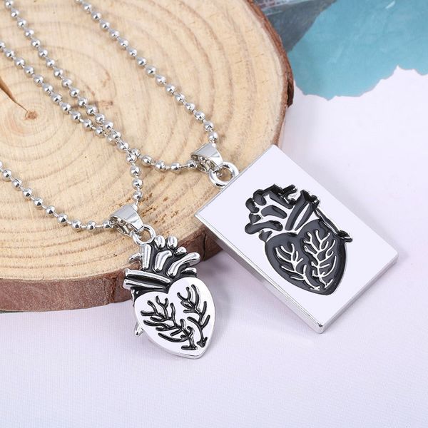 

pair of lovers fashion punk necklace heart holiday gifts metal necklace pendant man and woman lovers jewelry, Silver