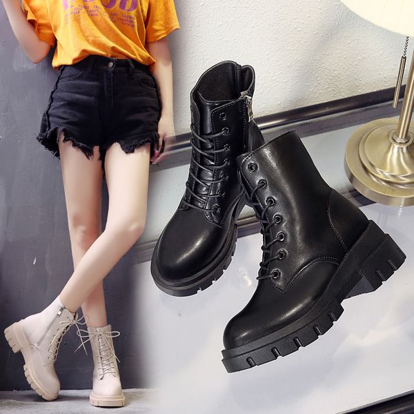 

winter increase england boots woman 2019* coarse with short boots woman, Black