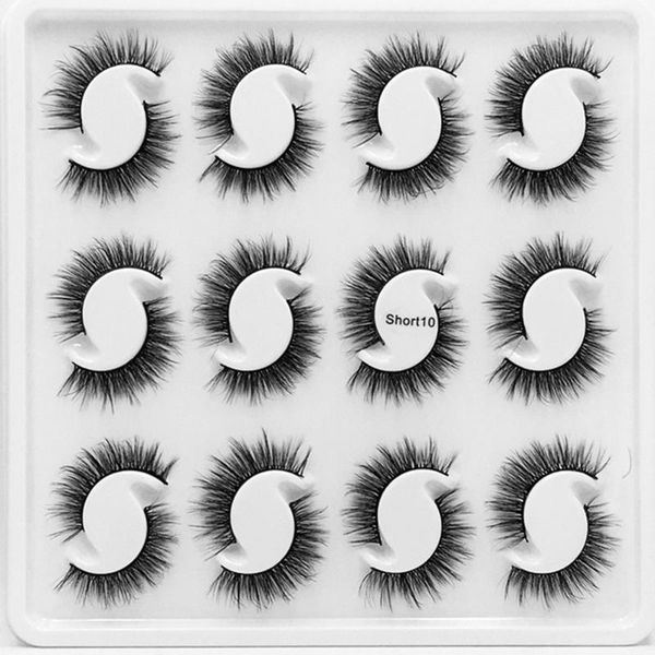 

9/12 pairs 5mm-10mm short natural eye lashes 3d mink false eyelashes ultra-wispies cross dense handmade make-up fake eyelashes