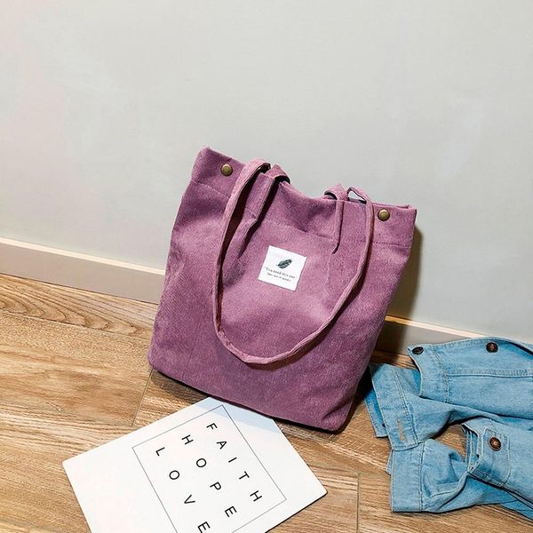 

fashion corduroy solid color shoulder bags for women satchel tote large capacity handbag shopping bags girls school #15
